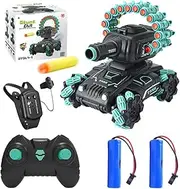 B-Qtech RC Tank Remote Control Tank for Kids Toys 6 8-12 Boys, 2.4GHz Gesture Sensing RC Stunt Cars Toys with Foam Darts Shooting Bullet, RC Drift Car with Spray, Music & Light, Gifts for Boys Adults