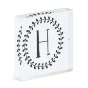 Letter H Floral Wreath Alphabet Acrylic Photo Block Frame Flowers