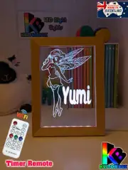 FAIRY PRINCESS PERSONALISED 3D LED Night Light 7 Colour Change Kids Room Lamp