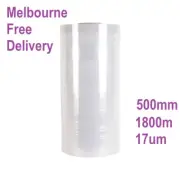 17Um Clear Cast Machine Stretch Film Pallet Wrap - 1 x Roll 500mm x 1800 M