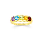 9ct Gold Multi Gemstone Round Swirl Dress Ring in Multi-colour