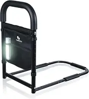 Bed Rails for Elderly Adults Assist Safety for Seniors Hand Bar Grab with Storage Pocket Patent Stabilizer with Fixing Strap, Support Up to 300lbs