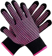 2Pcs Professional Heat Resistant Glove with Silicone Bumps for Hair Styling Curling Iron Wand Flat Iron Hot-Air Brushes Prevent palm burns