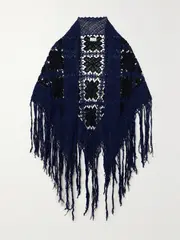 [Miguelina] Miguelina - + Net Sustain Crocheted Cotton Wrap - Black - One size One size Black
