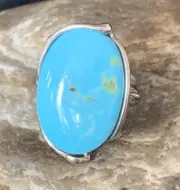 Navajo Adjustable Wire Sterling Silver Blue Kingman Turquoise Ring Size 8 13543
