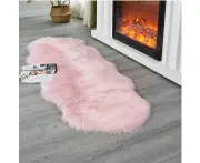 Soft White Faux Fur Area Rugs Kids Living Room Bedroom Shaggy Floor Chair Mat Home Decoration Sheepskin Plush Bedside Carpet-Pink