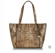 NWT $385 BRAHMIN Medium Asher Shoulder Tote Cooper Cashew snake brown