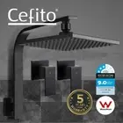 Cefito Shower Head Set 8" Rain Shower Head Set with Shower Taps Wall Brass Black