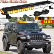 54 LED Rooftop Warning Emergency Strobe Light Bar White Amber For Jeep Wrangler