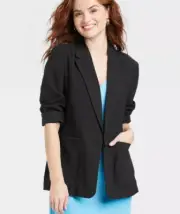 NEW A New Day Women's Relaxed Fit Essential Blazer Black Plus Size 3X