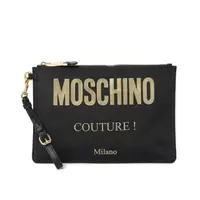 在飛比找momo購物網優惠-【MOSCHINO】專櫃秒殺款 經典LOGO尼龍可拆腕帶手拿