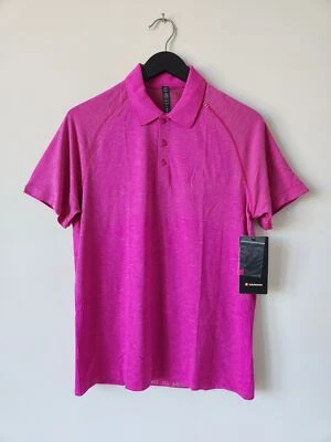 NWT LULULEMON PCLY/PUHL Pink LTWT Metal Vent Tech Polo 2.0 Top Men's XXL