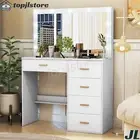 Dressing Table with Large LED Lighted Makeup Mirror Desk 11 Bulbs White Dresser