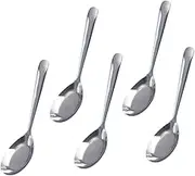 Zerodeko 5pcs Long Handle Stainless Steel Soup Spoons Portable Tableware for Soup Porridge Fried Rice Smooth Polishing Easy to Clean Household for Kitchen and Dining