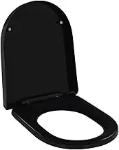 vidaXL Polypropylene Toilet Seat with Soft-Close Function - Black, Quick-Release, Suitable for All Standard Bowls, Easy to Clean, Size 45x35cm
