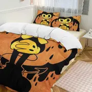 a1174 Bendy And The Ink Machine 3-Piece Bedding Set Soft Warm And Comfortable Soft Bed Set with 1 Duvet Cover And 2 Pillowcases for Bedroom jfr1174