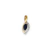 14K Yellow Gold Real Diamond u0026 Sapphire Pendant