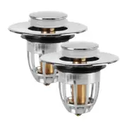 2Pcs Bathtub Drain Plug Sink Stopper Bathroom Press Type Bathroom Sink Stopper