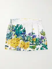 [Mary Katrantzou] Mary Katrantzou - Vallo Pleated Printed Twill Shorts - Blue - UK 14 UK 14 Blue