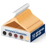 Wooden Hangers - Non-Slip, Sturdy, and Heavy Duty Suit Hanger Set with Chrome 360� Swivel Hook and Notches Design for Clothes