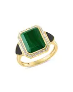 Bloomingdale's Fine Collection Malachite, Onyx & Diamond Ring in 14K Yellow Gold