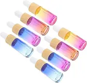 LOORGVEL 8Pcs Gradient Wood Grain Essential Oil Dropper Bottles Containers for Travel for Cosmetics and Fragrance Sub Packing