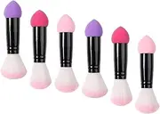 Healeved 6pcs Double Ended Makeup Brushes Blush Powder Applicator Compact Portable Cosmetics Brush for Travel Easy Dual Sided Design for Application Includes Each