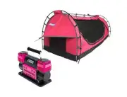 Kings Pink Single Swag 400gsm Canvas+ Pink Thumper Max Dual Air Compressor MKII