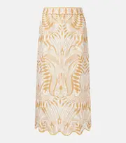 [Farm Rio] Farm Rio Printed linen midi skirt AU 14 yellow