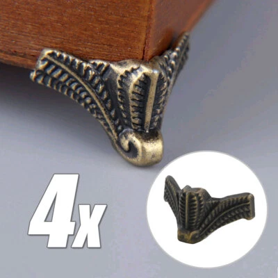 4X Antique Decorative Jewelry Gift Box Wooden Case Corner Protector Feet Leg