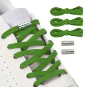 No Tie Shoelaces Elastic Shoe Laces 3Pcs with 2 Metal Buckles, Grass Green