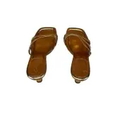 Cecily Strappy Kitten-Heel Sandals Gold size 7.5 new in box
