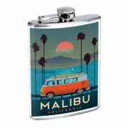 Malibu California Em1 8oz Stainless Steel Flask Drinking Whiskey Liquor