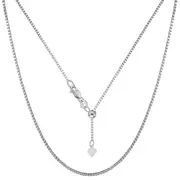 Sterling Silver Rhodium Plated Adjustable Box Chain Necklace, 1,2mm, 22"