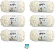 [Bernat Baby Blanket] Yarn - 6 Pack Bundle with Patterns Vanilla