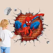 EASYBUYRECH Superhero Wall Stickers 3D Avengers Spiderman Removable PVC Wall Decals, Children Themed Art Boy Room Wall Sticker for Kid Boys Bedroom Nursery Living Room Playroom Decor (19.7 x 19.7 in)