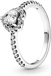 [TOFBS] 925 Sterling Silver Rings for Women Elevated Heart Diamond Sparking Cubic Zirconia Ring Tennis Jewelry Hypoallergenic Promise Ring Gifts for Girls Couples Birthday