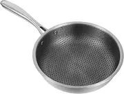Stainless Steel Frying Pan, Non-Stick Honeycomb Skillet for Egg and Steak, 24cm Cooking Pan for All Stovetops, Black