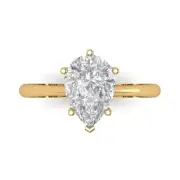 14K Yellow Gold Solitaire Promise Ring, 2 ct Pear Cut Simulated Diamond