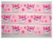 25 YARD ROLL SALE 7/8 SNOW PRINCESS SNOWMAN SNOWMEN CHRISTMAS GROSGRAIN RIBBON