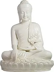 Top Ceramic Large Buddha Statue, Pearl White Sitting Buddha Sculpture - Handmade Sakyamuni for Meditating Zen Garden Indoor Outdoor Decor