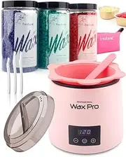 Freshine Pro Digital Wax Pot Kit Waxing Kit Non-stick Warmer Heater 600g Hard Beads Beans Small Warmer Silicone Liner Paperless Depilatory Pink(600g Bowl Wax Kit)