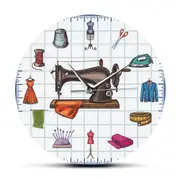 Quilting Time Seamstress Crafting Room Wall Art Clock Watch Sew Accessories