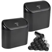 2 Packs Mini Car Trash Can Bin with Lid and 150Pcs Trash Bags,Car Trash Can Bin,