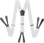 [STKARCV] 125cm Long PU Leather Button Suspenders Men Braces Black Y Back Adjustable Male Female Suspenders