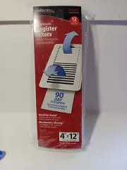 HVAC Register Filters Electrostatic, 90 day filtration 12 pack 4"x12" Deflecto