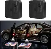 2PCS Cool Car Door Lights Logo Projector, HD Welcome Light, Universal Courtesy Accessory for Most Cars SUVs RVs (Eagle Flag)