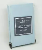 AQ Textiles Devon 900 Thread Count Cotton Rich Pillowcase PAIR - STANDARD - Blue