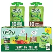 GoGo squeeZ Fruit on the Go Variety Pack Apple & Cinnamon 3.2 oz Pack of 20