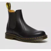 Dr. Martens 2976 Yellow Stitch Smooth Leather Chelsea Boots Womens Black 5 NEW
